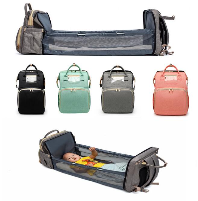 2in1 Multifunctional Baby folding bed Travel Portable Large Capacity Shoulder Mommy Folding Crib Bags