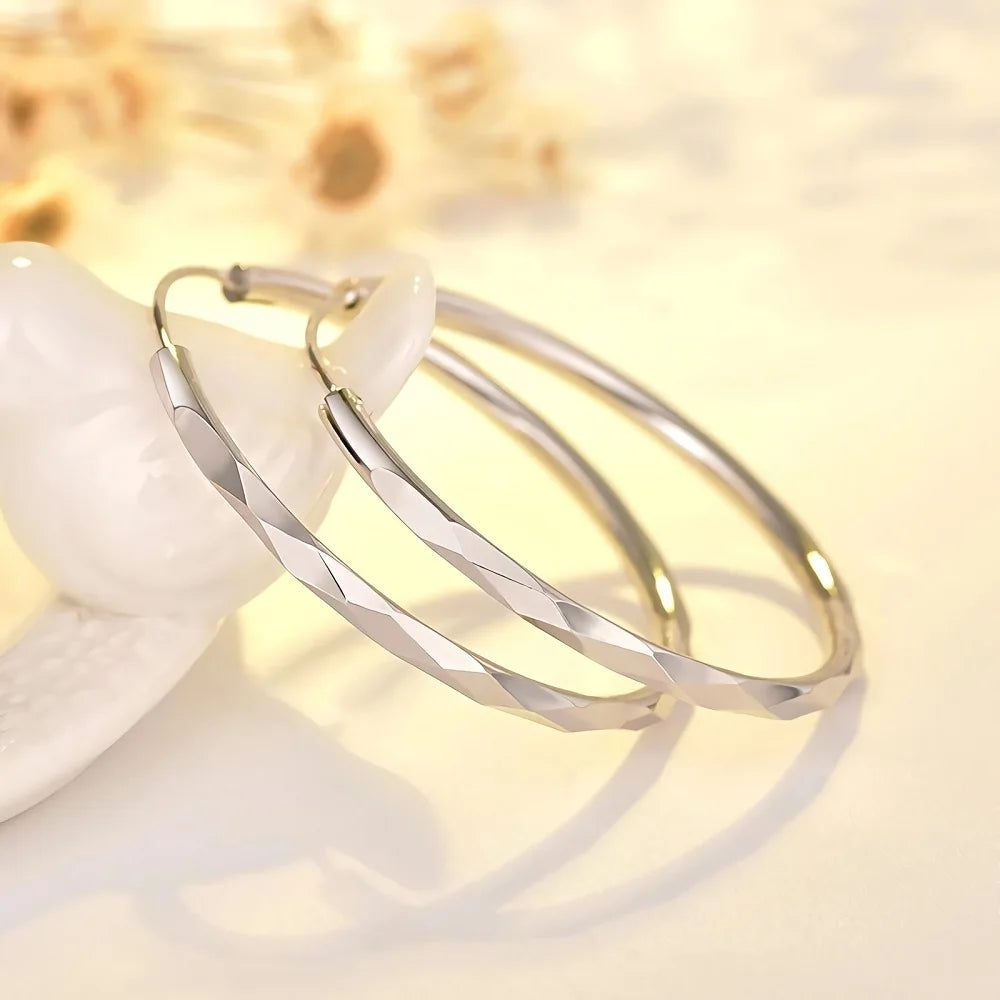 Sterling Silver Luxury Big Circle Hoop Earrings
