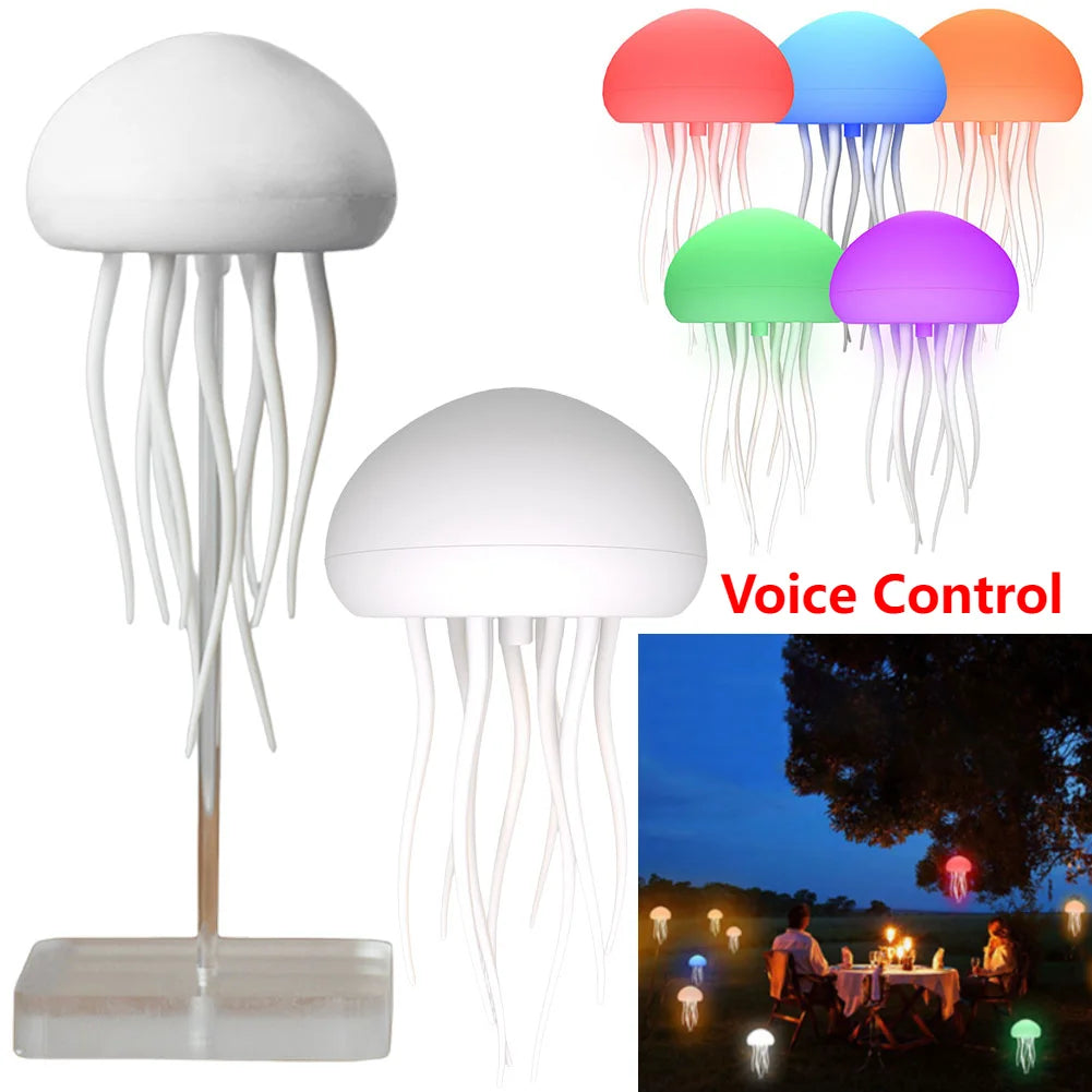 Jellyfish Light Voice Control Atmosphere Night Lights Type-C Charging Bedside Lamp Flexible Tentacles