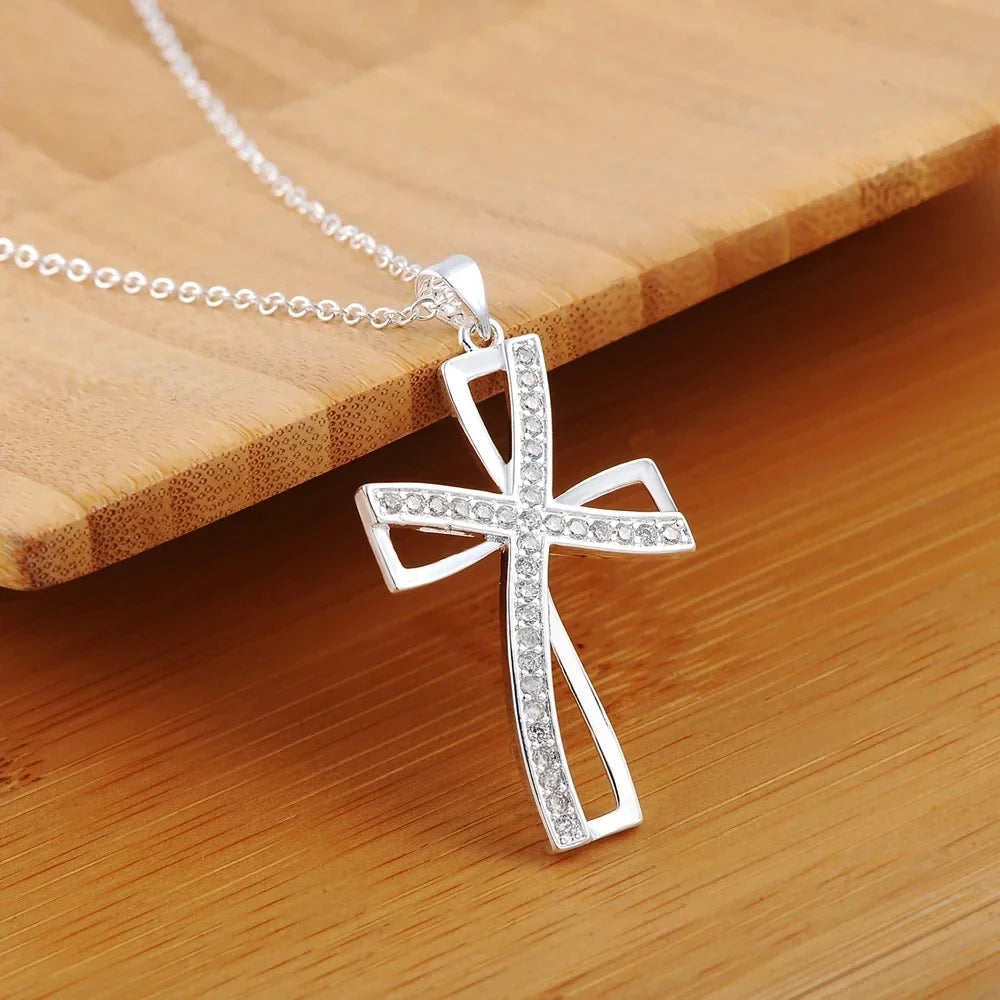 45cm 925 Cross Pendant with Sterling Silver Necklace