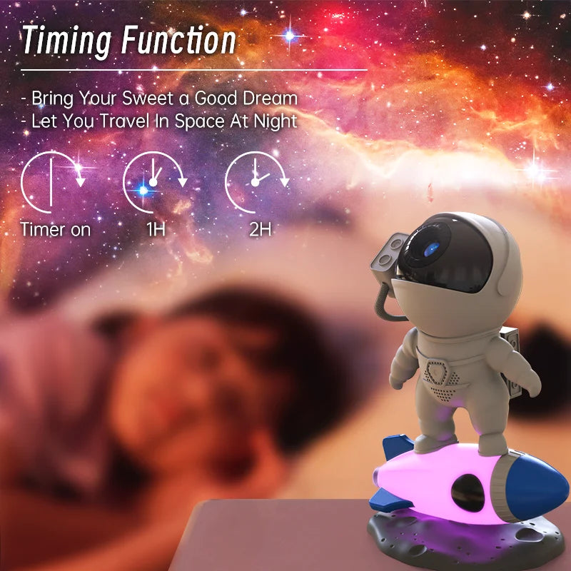 Rocket Astronaut Galaxy Projector Night Light Lamp And 13 Film Piece 360° Sky Projector