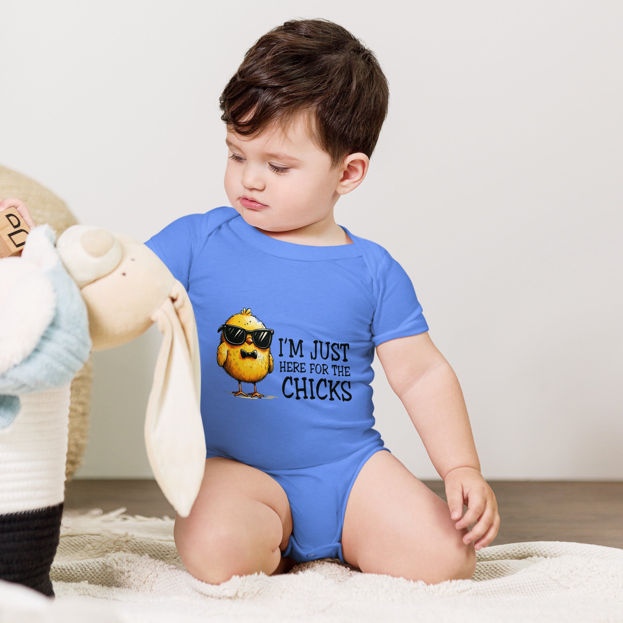 I'm Just Here for the Chicks Baby Onesie