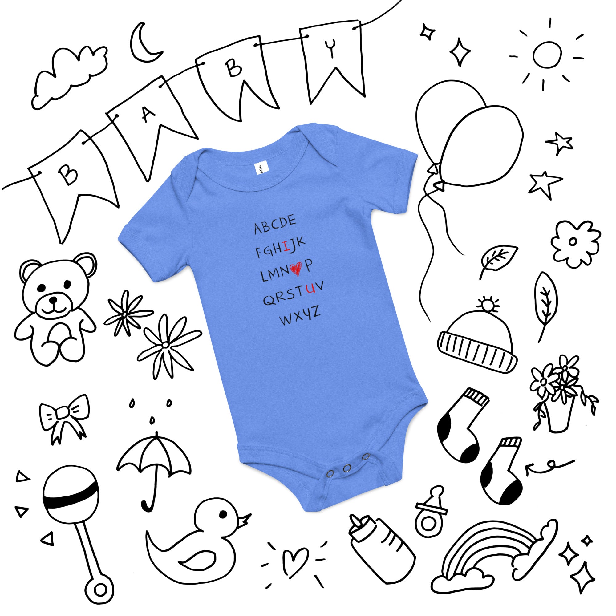 I Love You Alphabet Baby Onesie