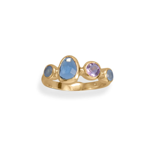 14 Karat Gold Plated Amethyst, Chalcedony and Hydro Glass Ring - Fleek Babies