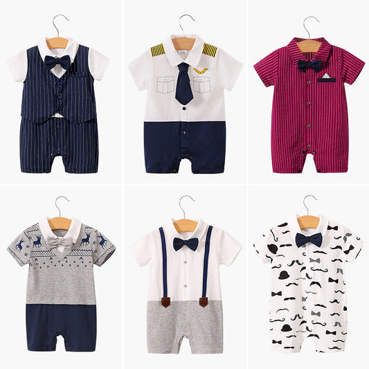 Summer Short Sleeve Baby Thin Gentleman Romper