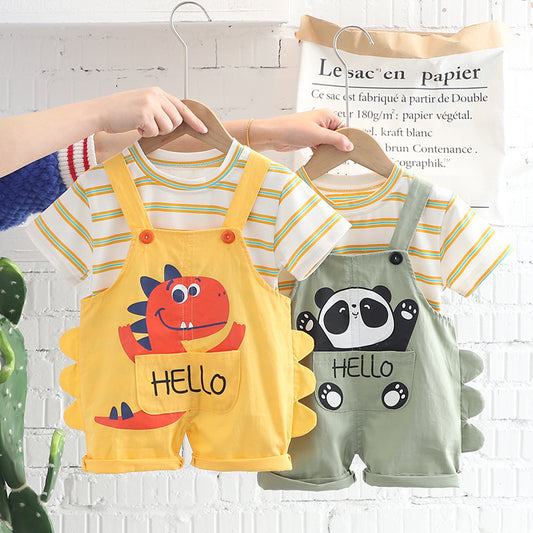 Children's Summer Suit New Baby Overalls 1-4 Years Old T-Shirt Two Pieces