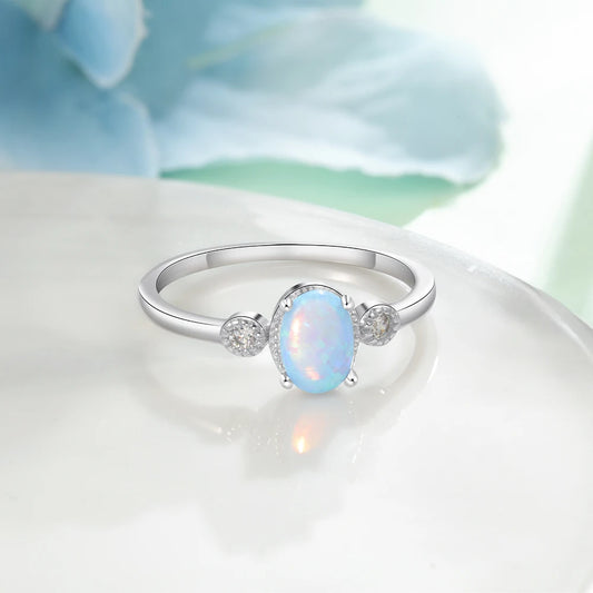 Sterling Silver Oval Opal Ring