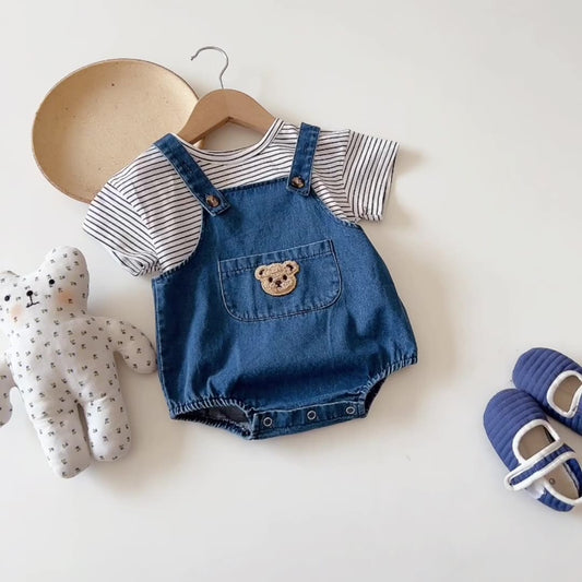 Bear denim baby summer overalls