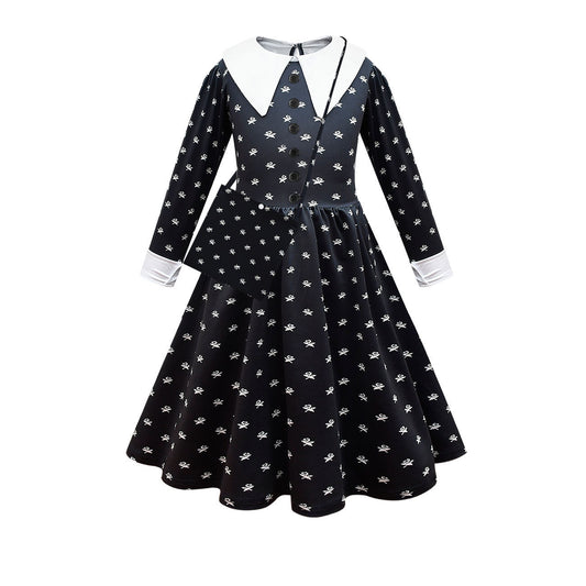 Children's Long Sleeved Adams Family Cosplay Dress