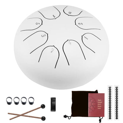 Tongue Drum 6 Inch Steel Tongue Drum Set 8 Tune Hand Pan Drum Pad Tank Sticks Carrying Bag Percussion Instruments Accessories