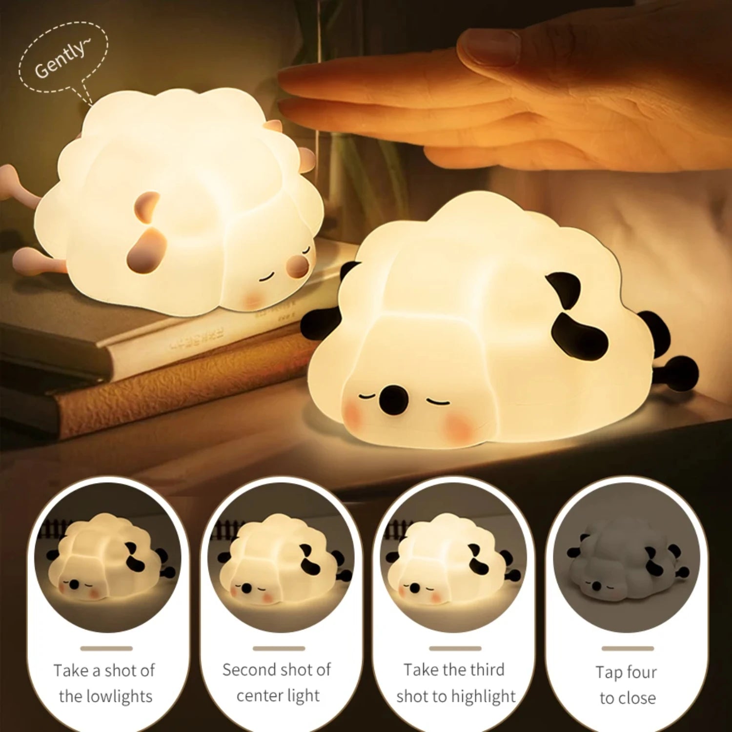 Cute Sheep Panda Silicone USB Rechargeable Timing Night Light