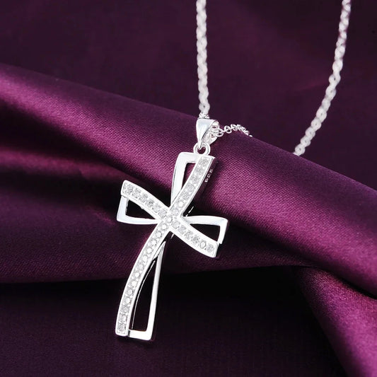 45cm 925 Cross Pendant with Sterling Silver Necklace