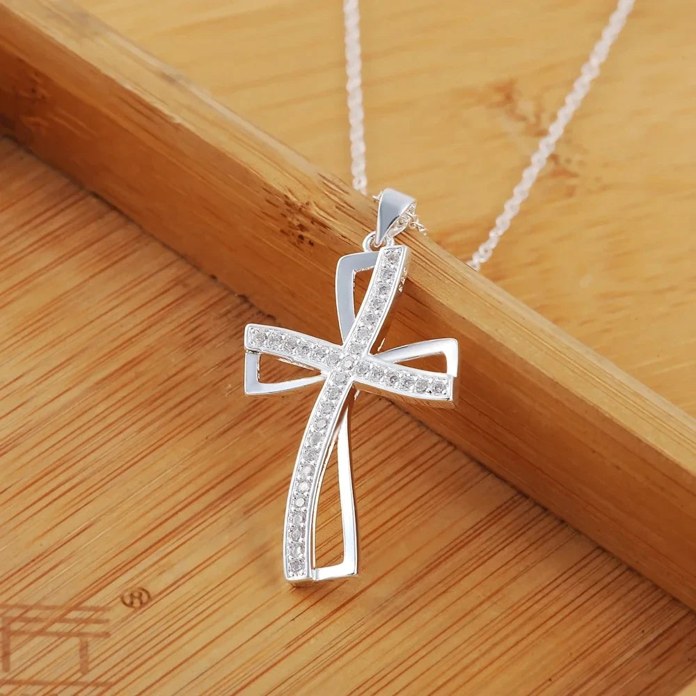 45cm 925 Cross Pendant with Sterling Silver Necklace