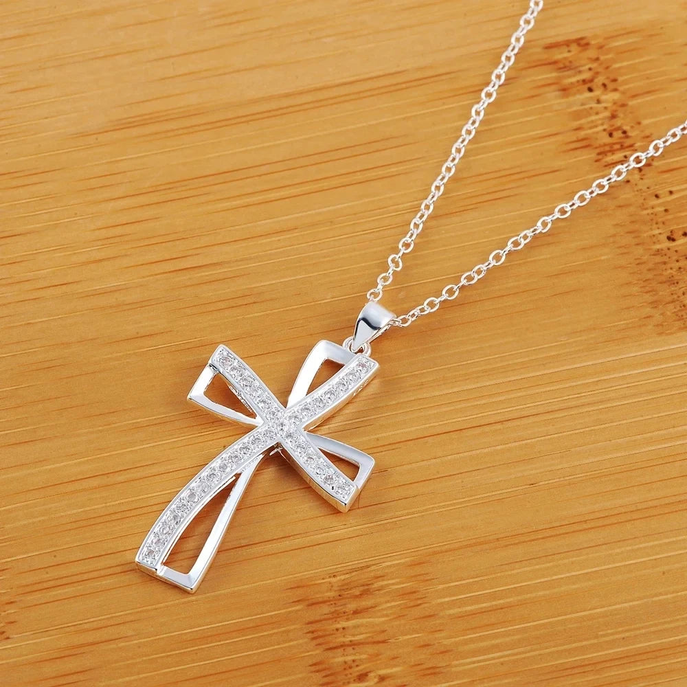 45cm 925 Cross Pendant with Sterling Silver Necklace
