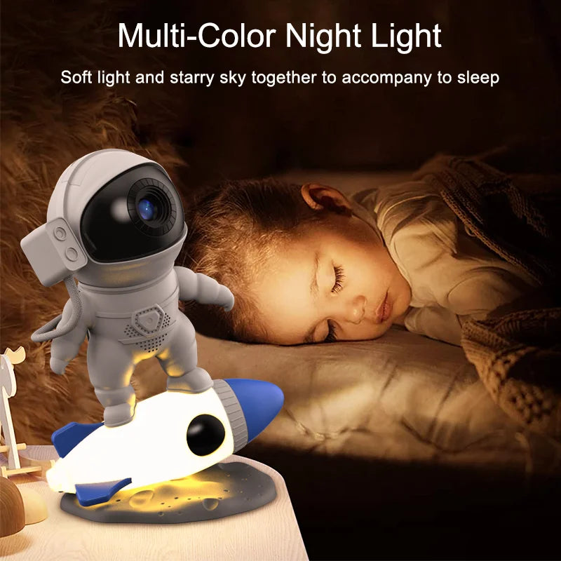 Rocket Astronaut Galaxy Projector Night Light Lamp And 13 Film Piece 360° Sky Projector