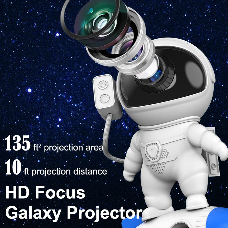 Rocket Astronaut Galaxy Projector Night Light Lamp And 13 Film Piece 360° Sky Projector