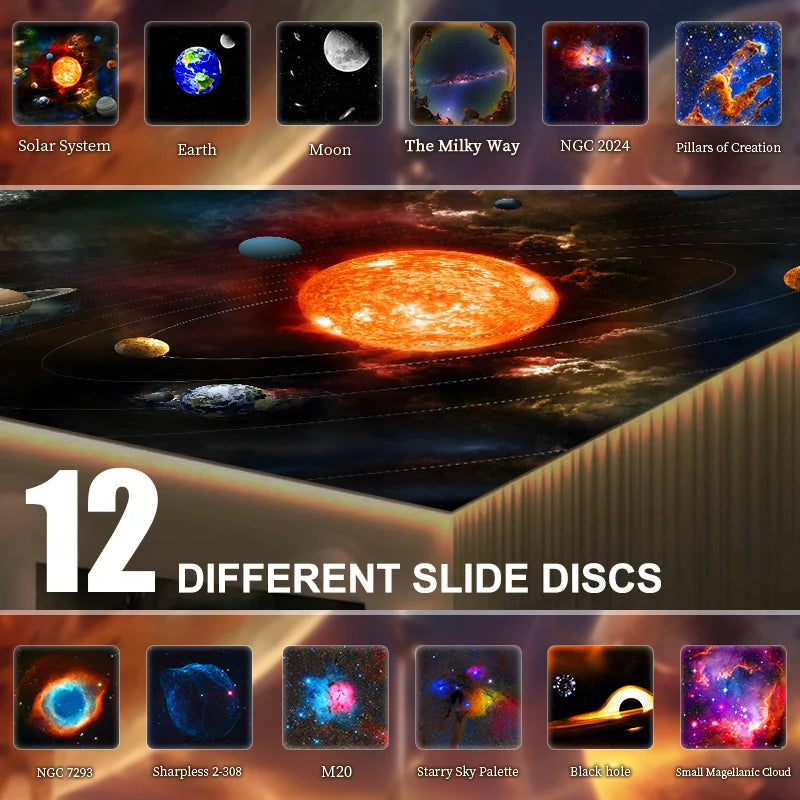 Rocket Astronaut Galaxy Projector Night Light Lamp And 13 Film Piece 360° Sky Projector