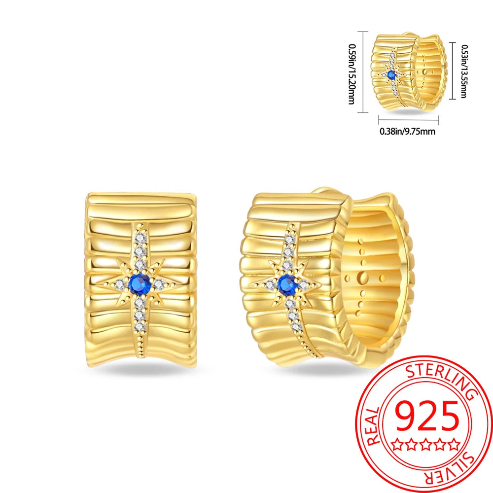 Retro Sterling Silver Colored Gold Square Hoop Earrings