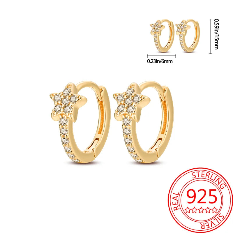 Retro Sterling Silver Colored Gold Square Hoop Earrings