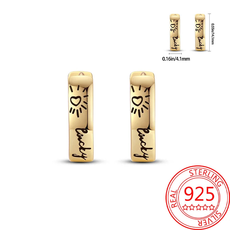 Retro Sterling Silver Colored Gold Square Hoop Earrings