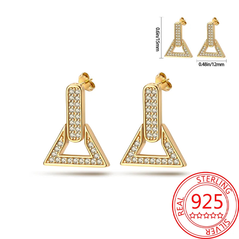 Retro Sterling Silver Colored Gold Square Hoop Earrings