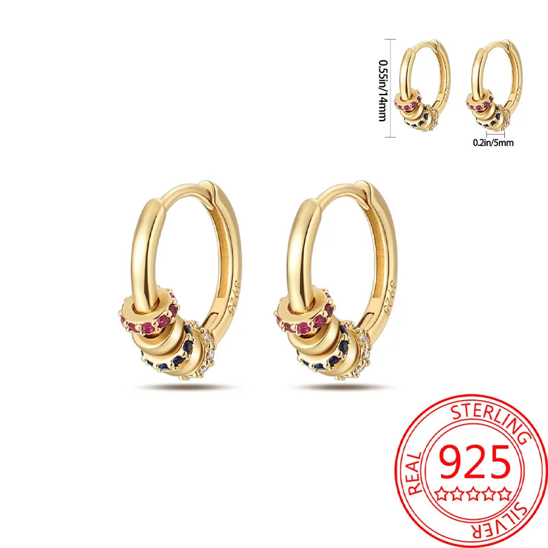 Retro Sterling Silver Colored Gold Square Hoop Earrings