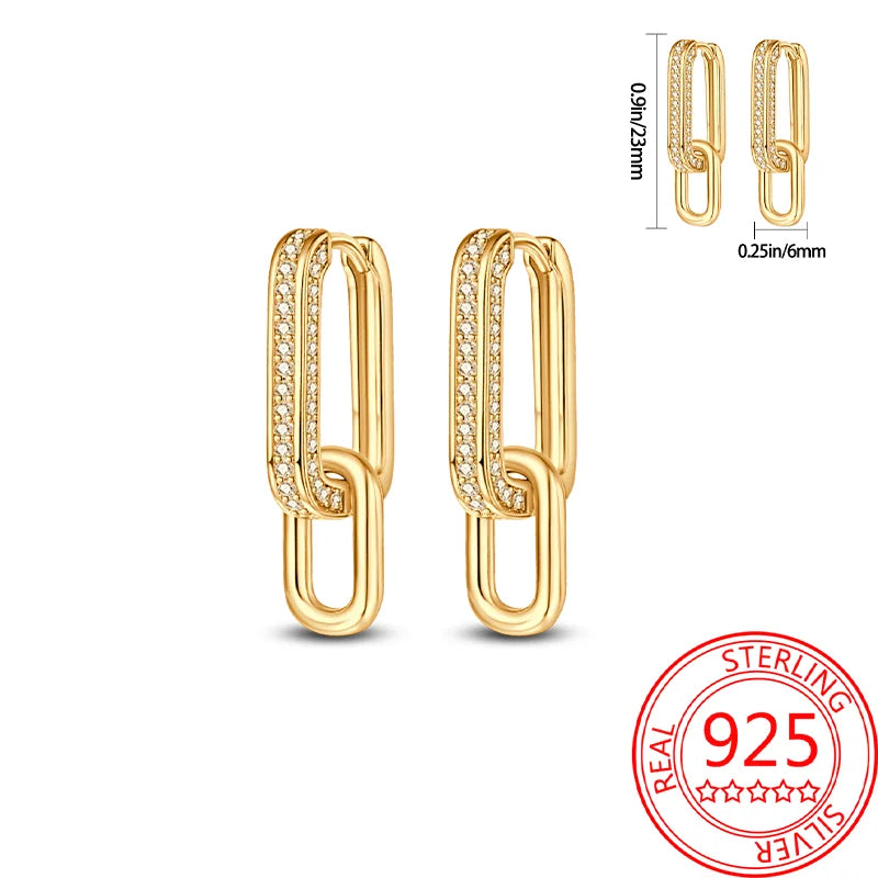 Retro Sterling Silver Colored Gold Square Hoop Earrings