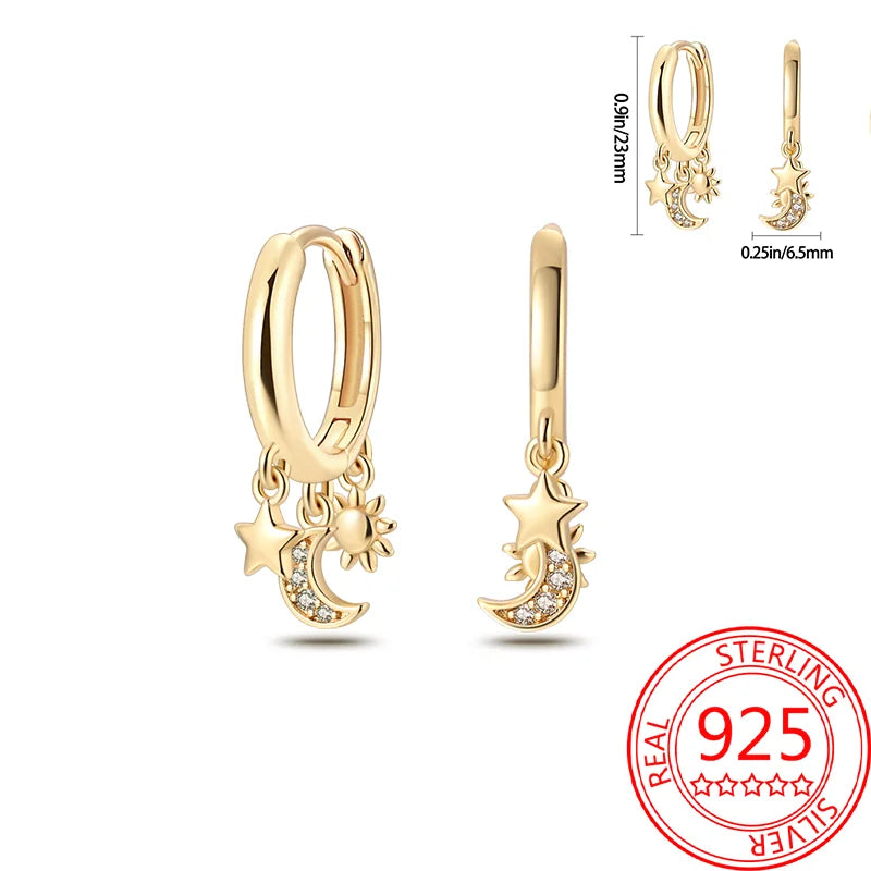 Retro Sterling Silver Colored Gold Square Hoop Earrings