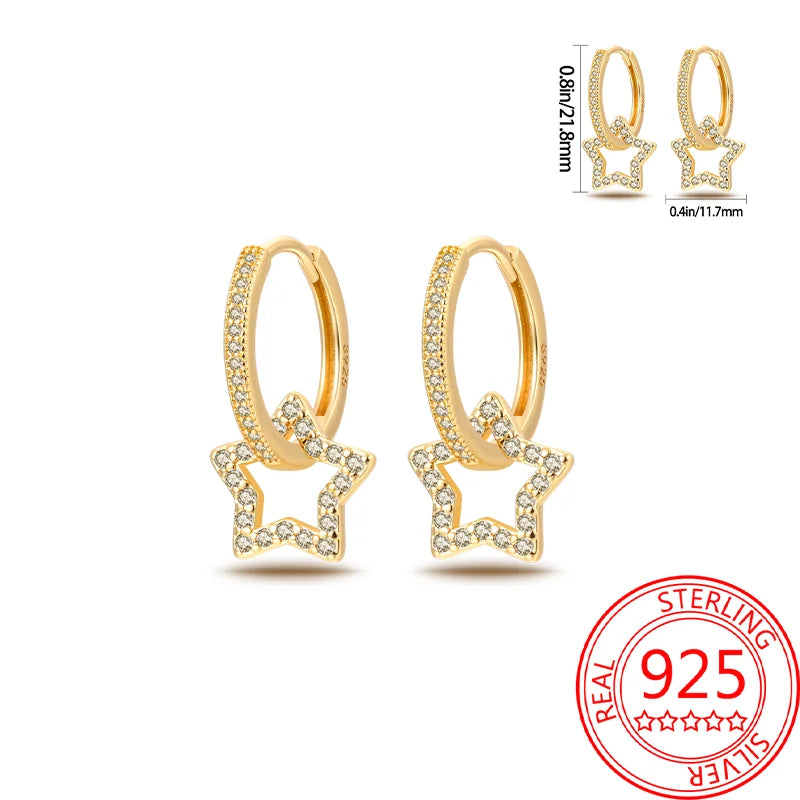 Retro Sterling Silver Colored Gold Square Hoop Earrings