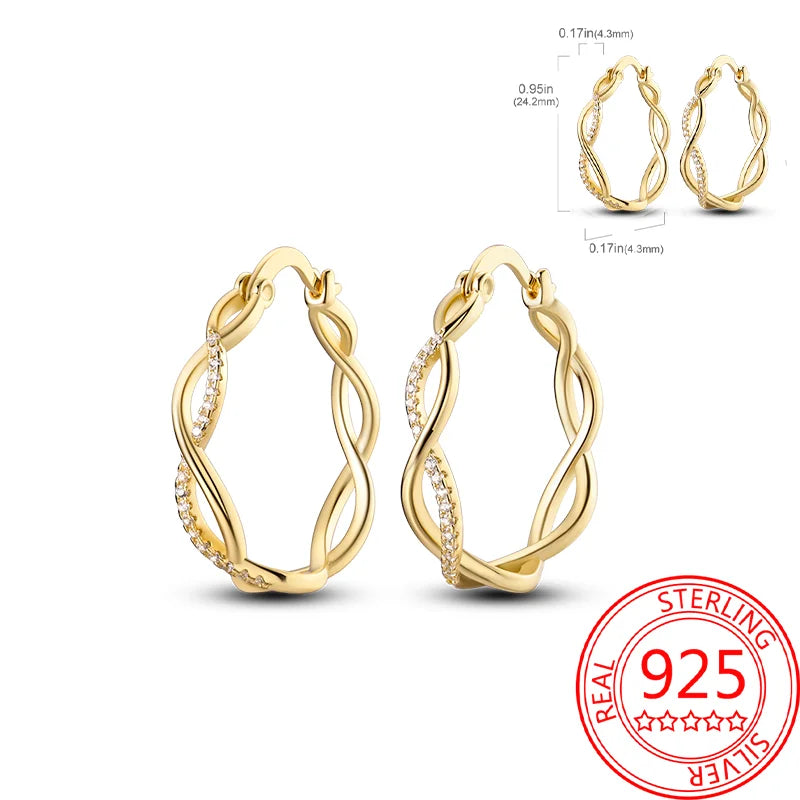 Retro Sterling Silver Colored Gold Square Hoop Earrings