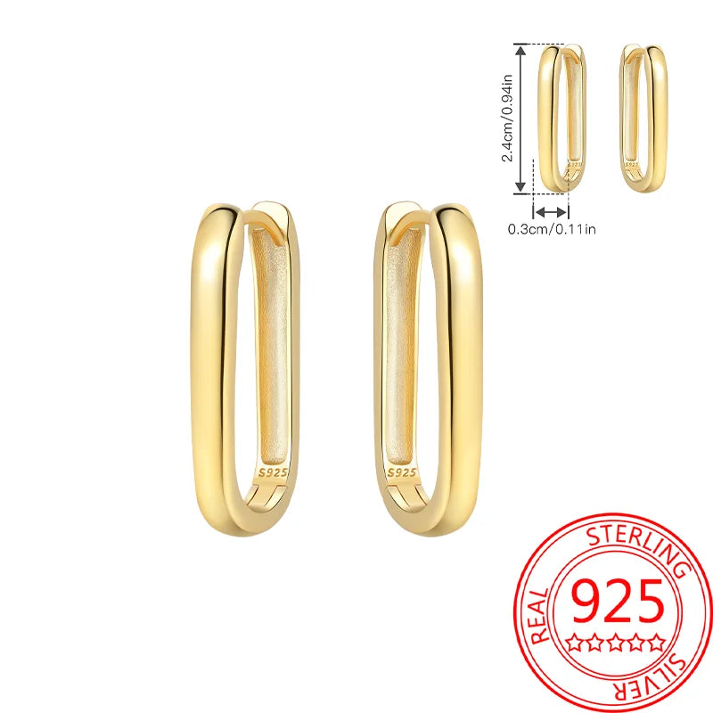 Retro Sterling Silver Colored Gold Square Hoop Earrings