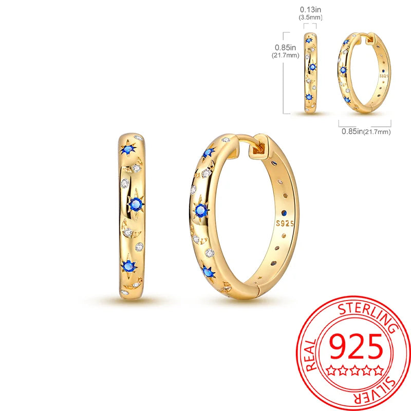 Retro Sterling Silver Colored Gold Square Hoop Earrings