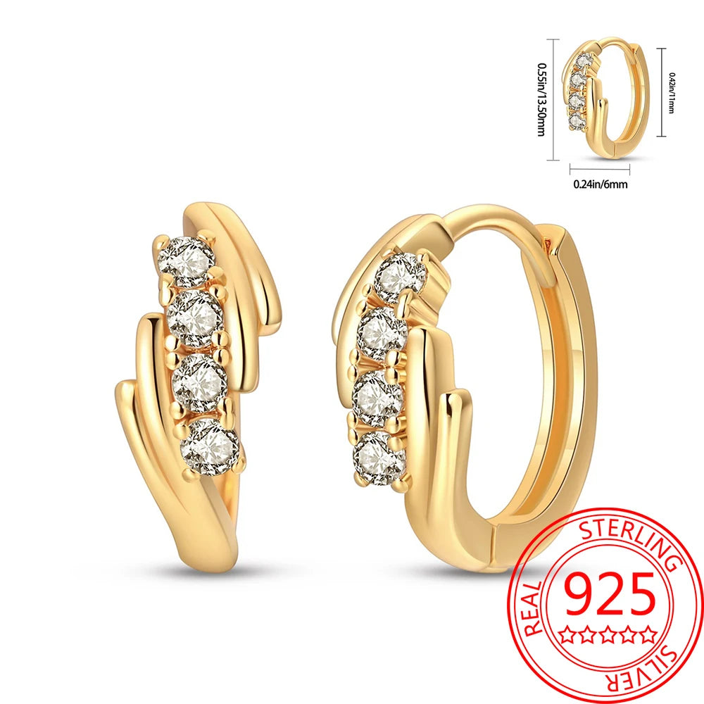 Retro Sterling Silver Colored Gold Square Hoop Earrings