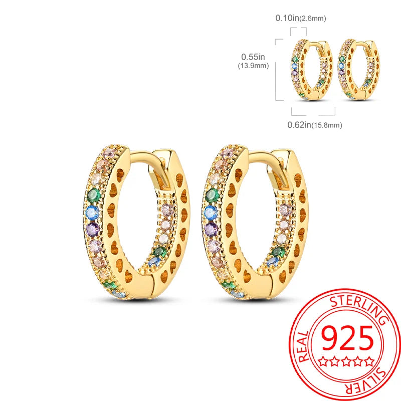 Retro Sterling Silver Colored Gold Square Hoop Earrings