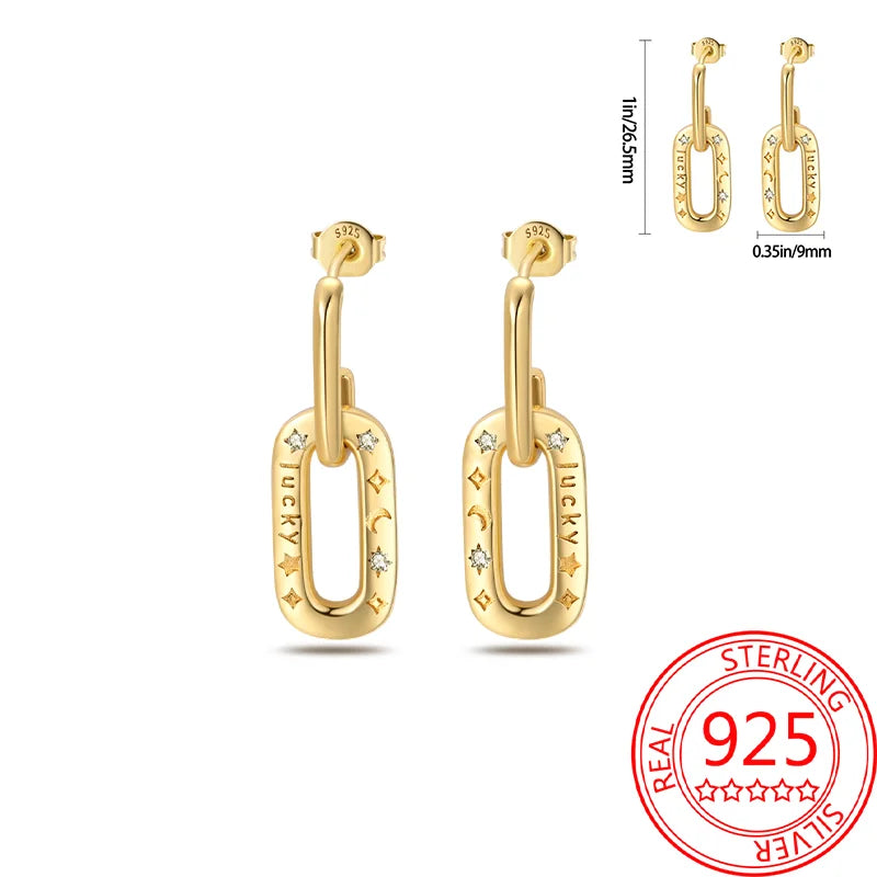 Retro Sterling Silver Colored Gold Square Hoop Earrings