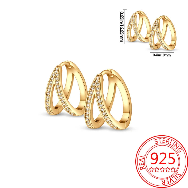 Retro Sterling Silver Colored Gold Square Hoop Earrings