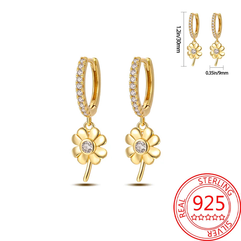 Retro Sterling Silver Colored Gold Square Hoop Earrings