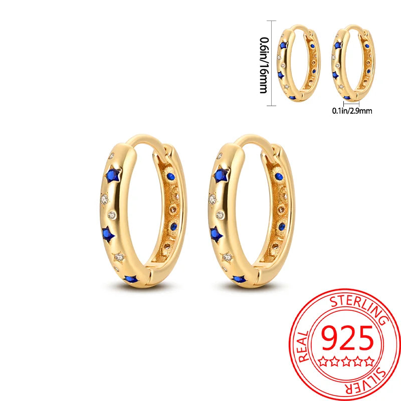 Retro Sterling Silver Colored Gold Square Hoop Earrings