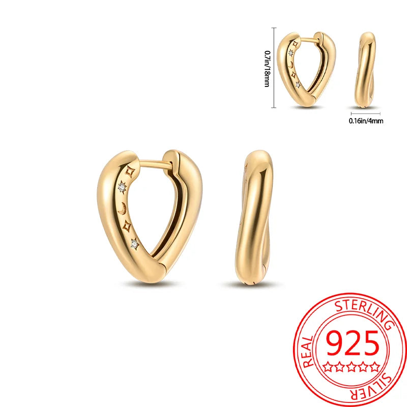 Retro Sterling Silver Colored Gold Square Hoop Earrings