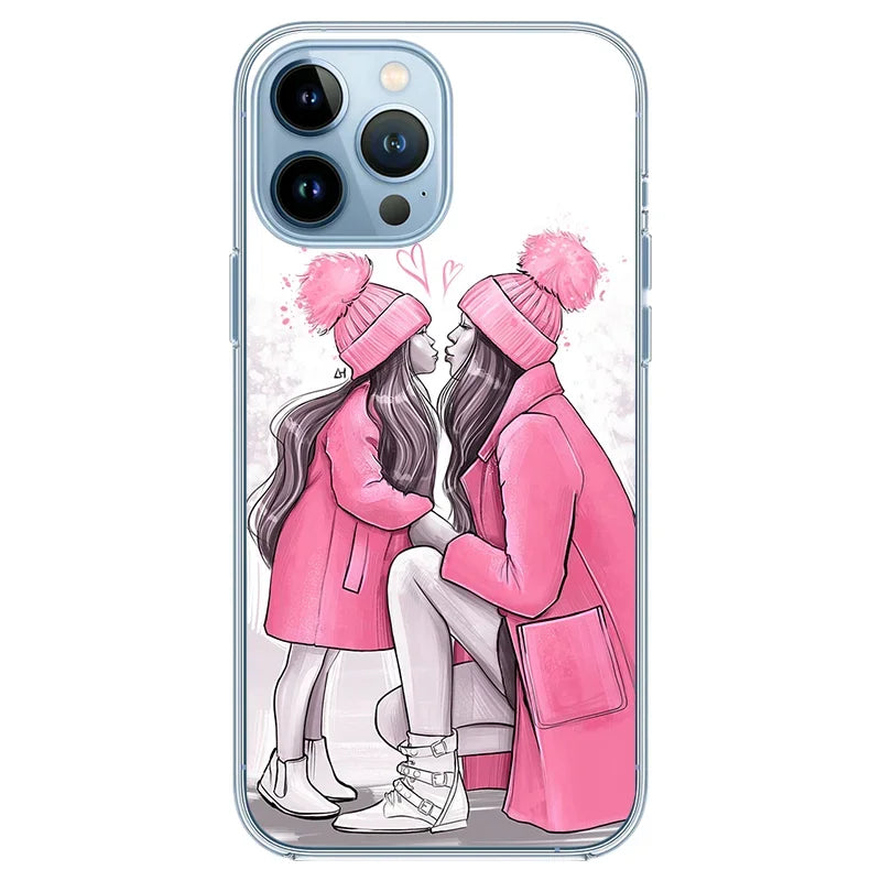 Super Mom Phone Case For iPhone 16 13 12 11 14 15 Pro Max Plus Mini SE Silicone Soft Transparent Covers