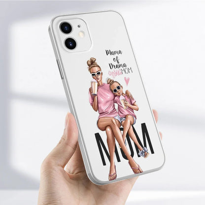 Super Mom Phone Case For iPhone 16 13 12 11 14 15 Pro Max Plus Mini SE Silicone Soft Transparent Covers