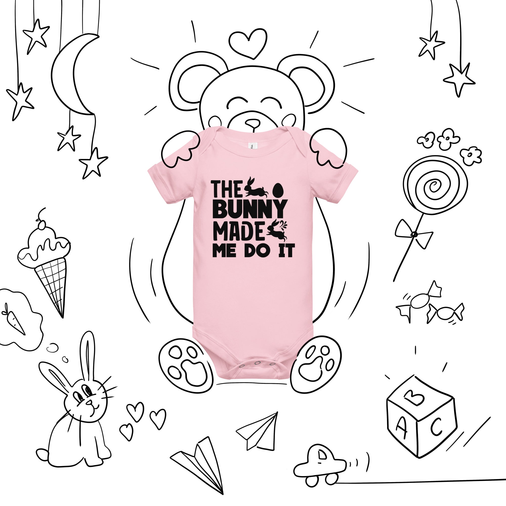 The Bunny Made Me Do It Easter Baby Onesie