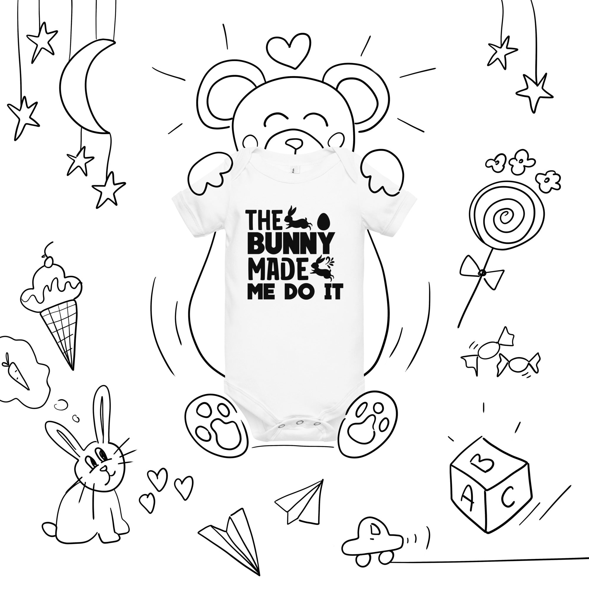 The Bunny Made Me Do It Easter Baby Onesie