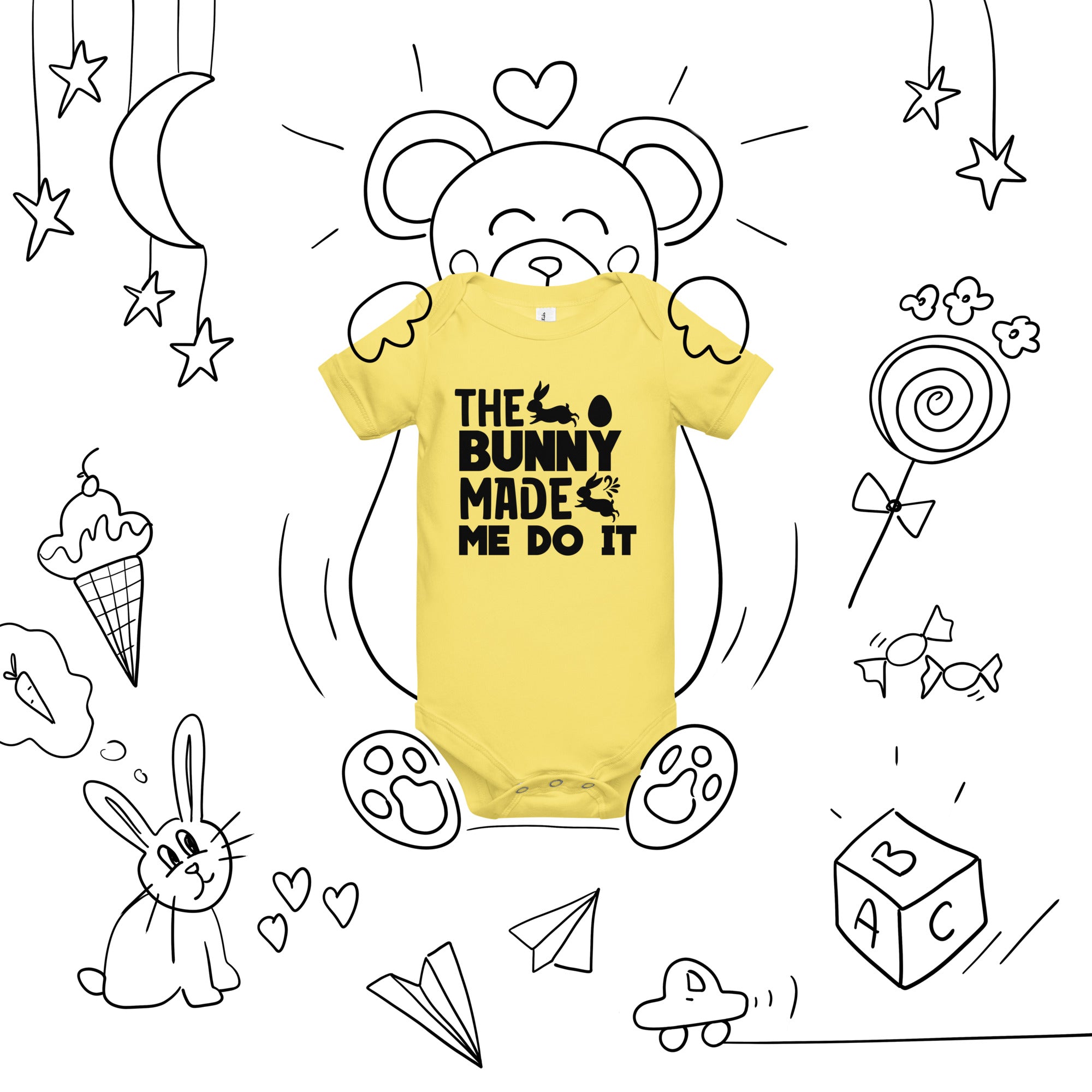 The Bunny Made Me Do It Easter Baby Onesie