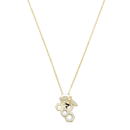 "BEE Mine!" 14 Karat Gold Plated and Signity CZ Bee Necklace - Fleek Babies