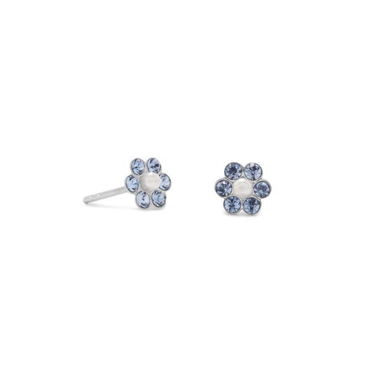 "Flower Power!" Crystal and Simulated Pearl Flower Earrings - Fleek Babies