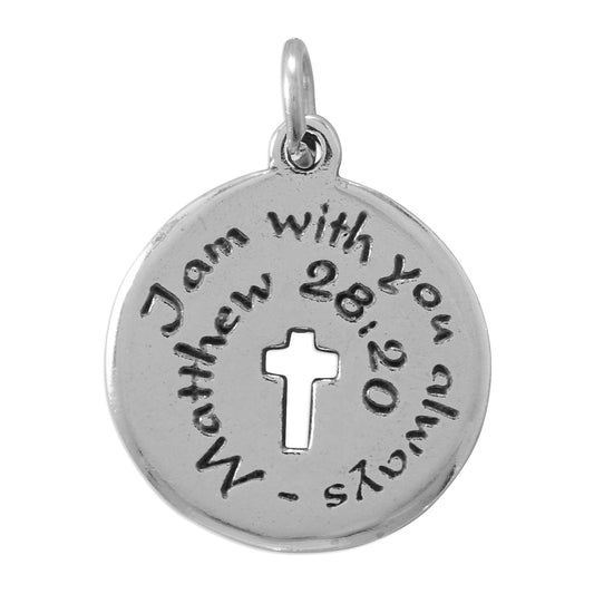 "I am with you always" Oxidized Charm - Fleek Babies