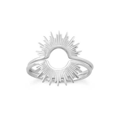 "Shine On!" Shiny Silver Sunburst Ring - Fleek Babies