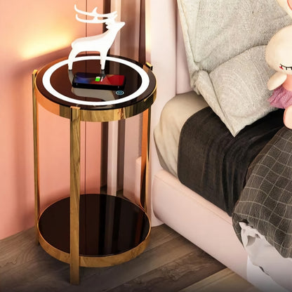 Modern Minimalist Nightstand with Wireless Charging and LED Light