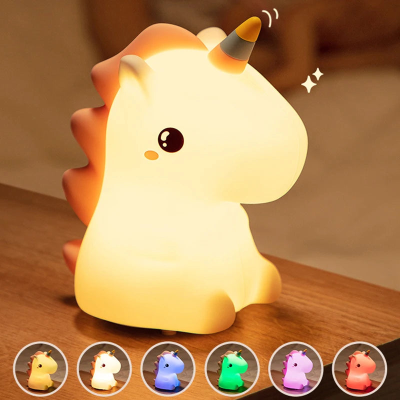 Cute Unicorn Silicone LED Night Light USB Rechargeable